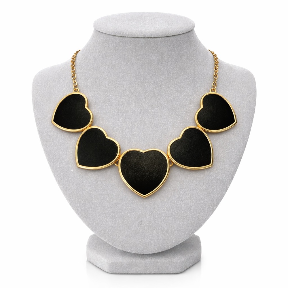Gold and Black Heart Necklace